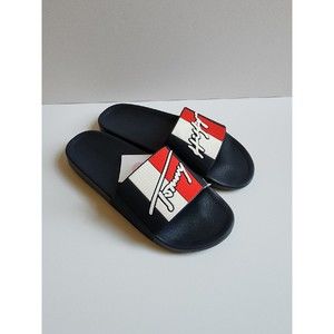 Tommy Hilfiger Tmerlay-C Slide Sandals Mens 12 Blue Red White Logo NEW